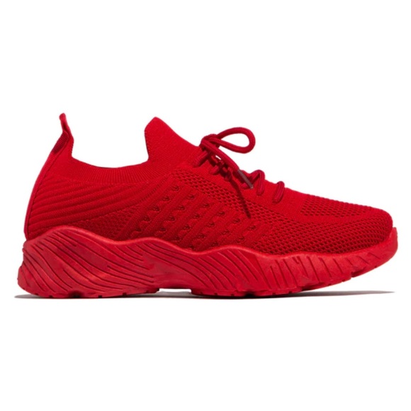 Red Slip On Comfy Athleisure Sneakers - Picture 6 of 11